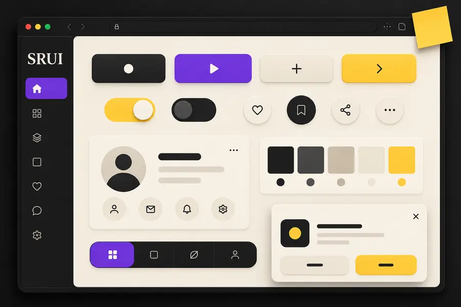 SRUI: original illustrative interface concept, not a product screenshot.